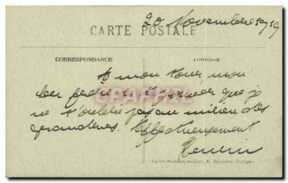 Moulins-sur-Yèvre (Cher) — Château de Maubranches, façade Nord — Éditeur E. Maquaire, Bourges — Achterkant