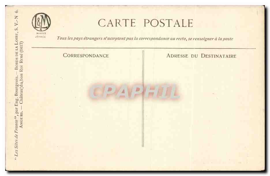 CPA Angers Le chateau du roi Rene — Rückseite