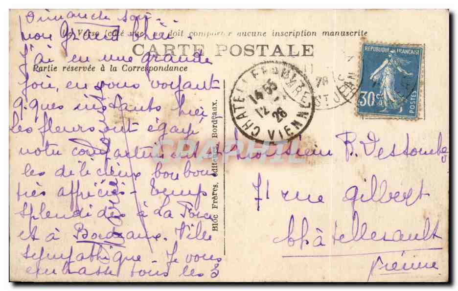 CPA Bordeaux Cathedrale Saint Andre — Verso