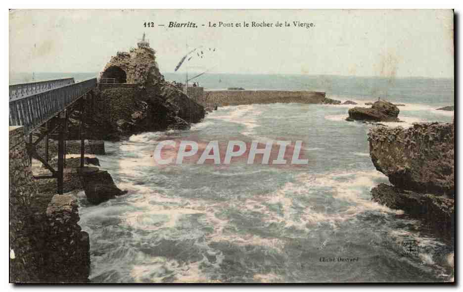 CPA Biarritz Le pont et le rocher de la vierge