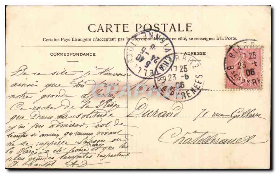 CPA Biarritz Le pont et le rocher de la vierge — Rückseite