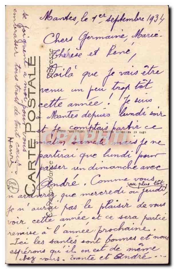 Mantes-sur-Seine — L'Hôtel de Ville et le Tribunal — ND — Verso