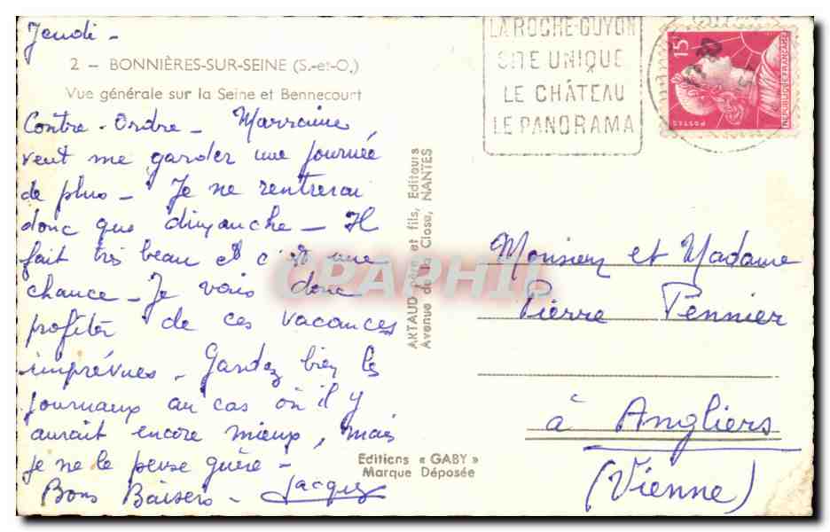 BONNIÈRES-SUR-SEINE — Allgemeiner Blick auf die Seine und Bennecourt — Editions GABY — Rückseite