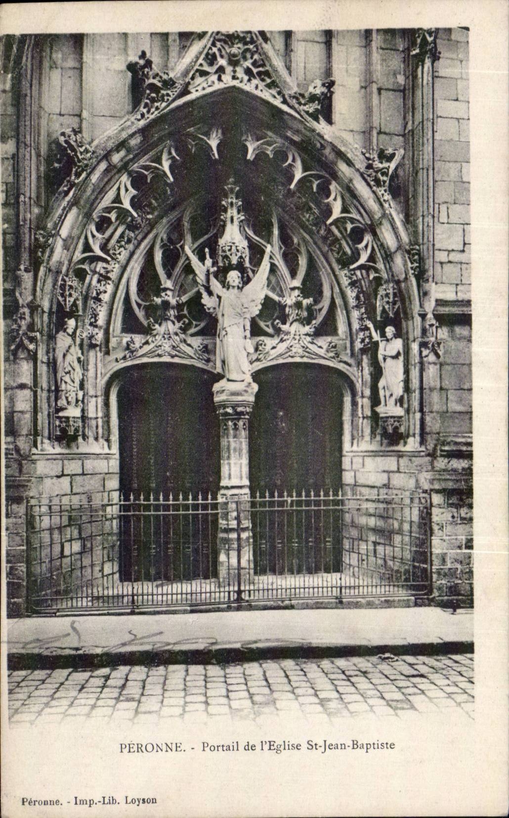 CPA Peronne Portail de l eglise St Jean Baptiste