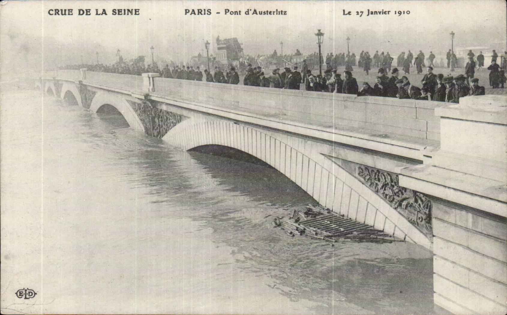 Crue de la Seine — Paris - Pont d'Austerlitz — Le 27 Janvier 1910 — Éditeur E.P.D.