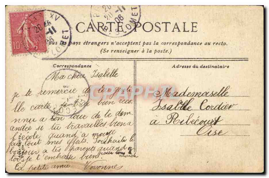 CPA Paris Notre Dame — Verso