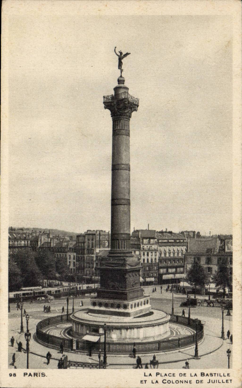 CPA Paris Place de la Bastille et la colonne de Juillet