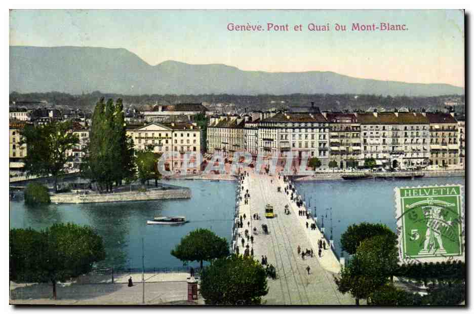 CPA Suisse Pont et quai du Mont Blanc