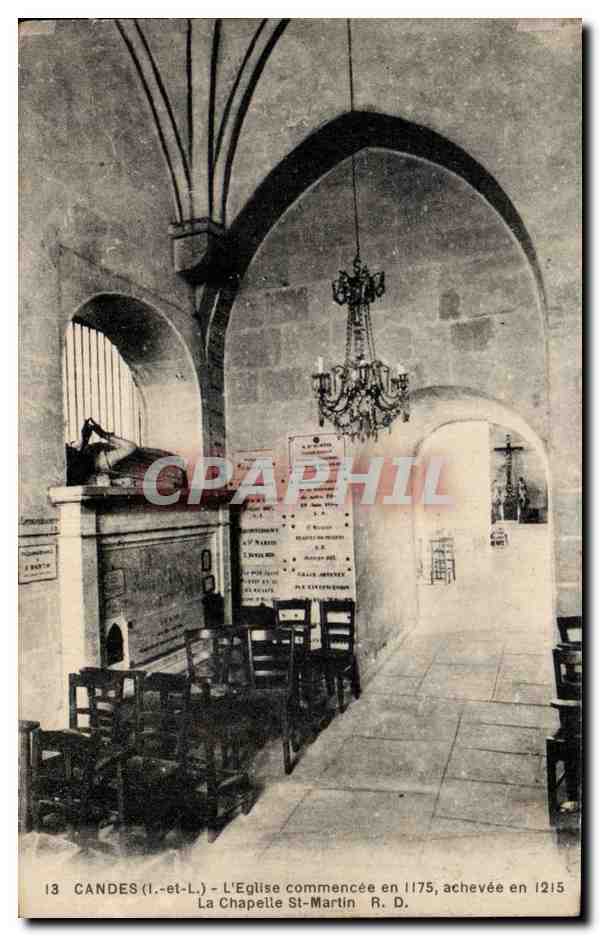 CPA Candes L eglise commencee en 1175 achevee en 1215 La chapelle St Martin 