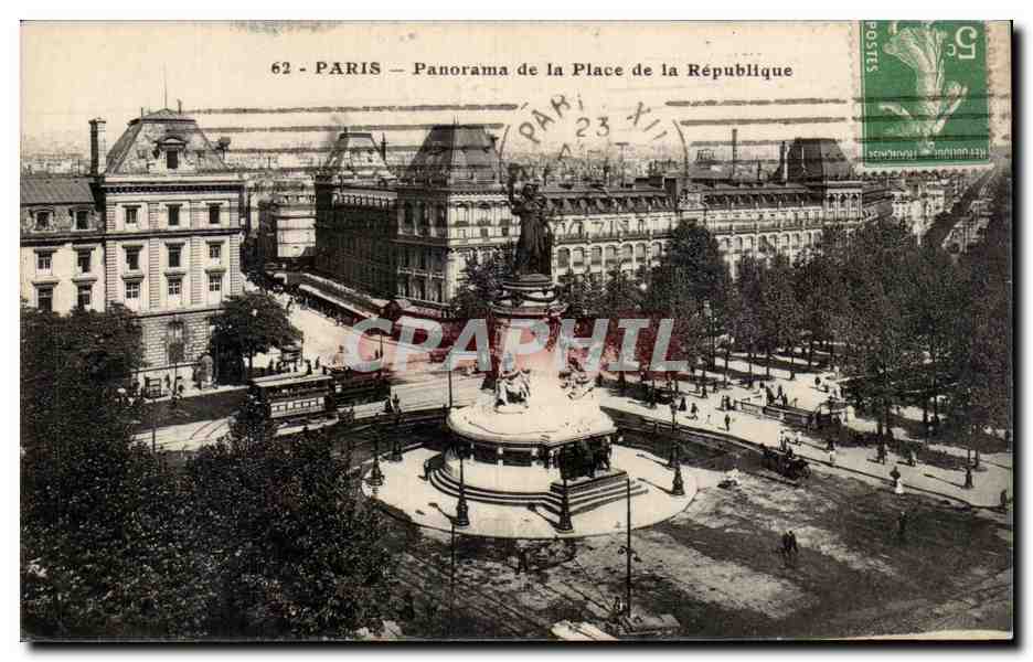 CPA Paris Panorama de la place de la Republique