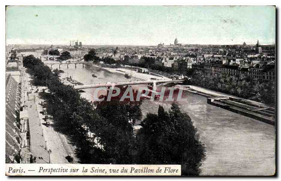 CPA Paris Perspective sur la Seine Pavillon de Flore