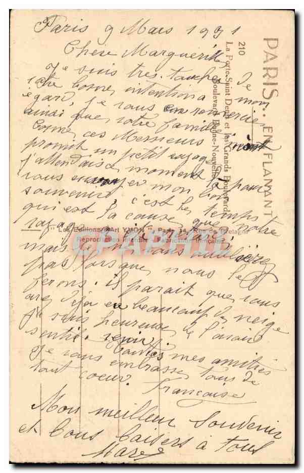 CPA Paris La porte St Denis et les grands boulevards — Verso