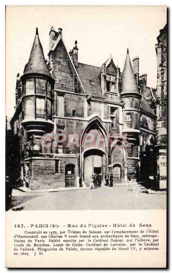 CPA Paris Rue du figuier Hotel de Sens