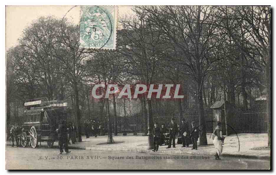 CPA Paris Square des Batignolles station des omnibus 