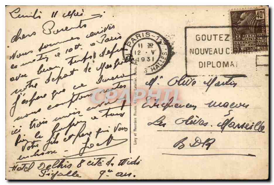 CPA Paris Le Carrousel — Rückseite