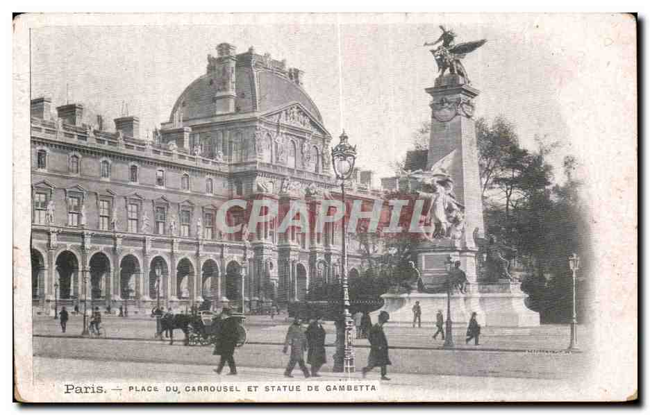 CPA Paris Place du Carrousel et statue de Gambetta