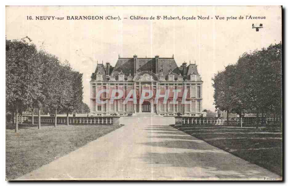 Neuwy-sur-Barangeon (Cher) — Château de S'Hubert, façade Nord — Vue prise de l'Avenue