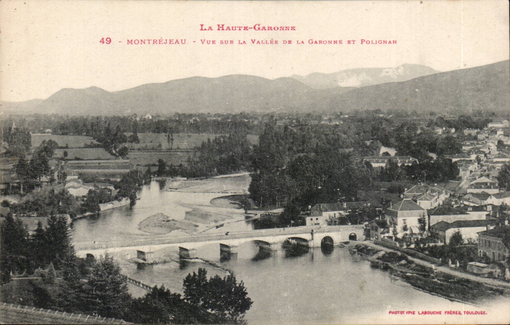Montréjeau — Vue sur la Vallée de la Garonne et Polignan — Phototypie Labouche Frères, Toulouse