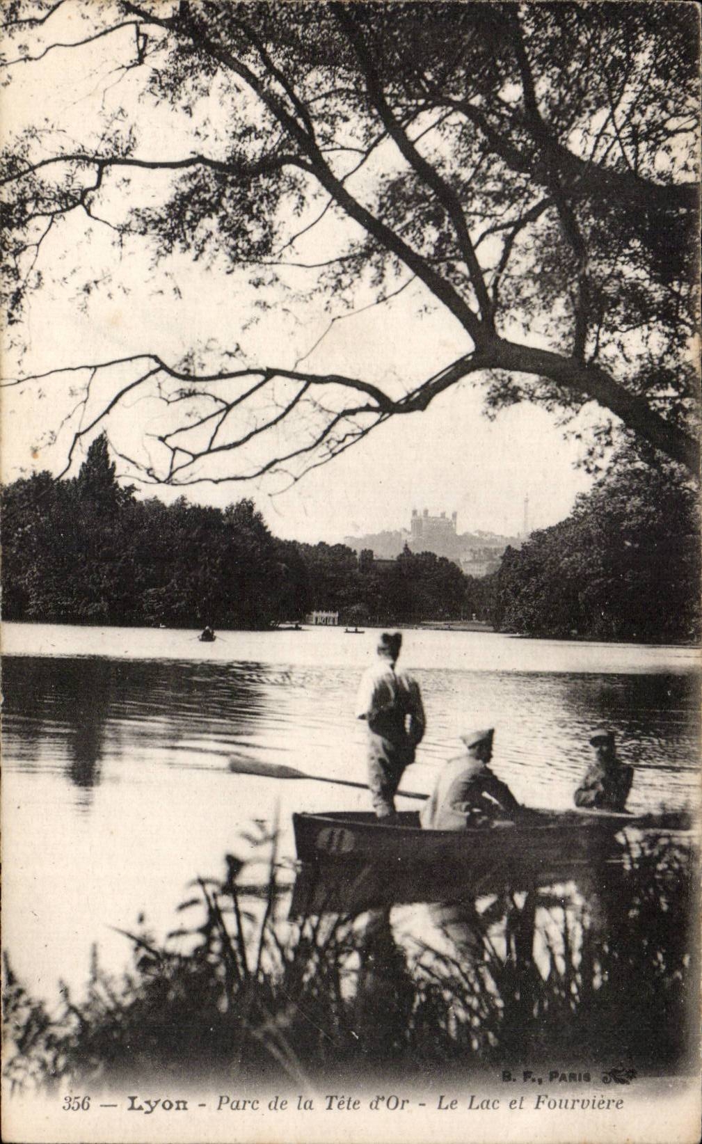 Lyon - Parc de la Tête d'Or - Le Lac et Fourvière — B. F., Paris, n° 356