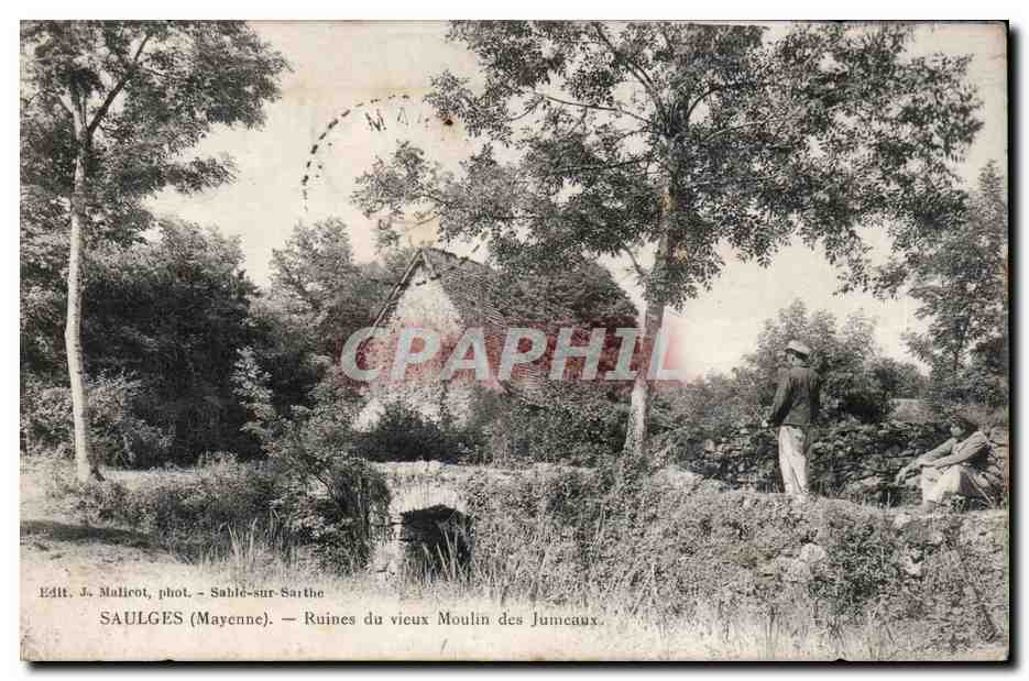 CPA Saulges Ruines du vieux moulin des Jumeaux 