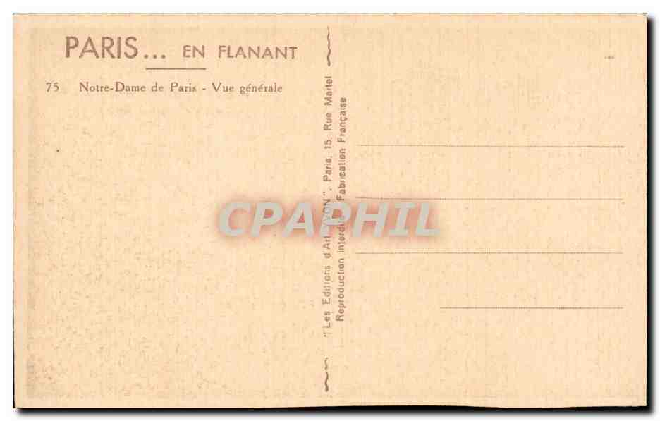 CPA Paris Notre DAme — Verso