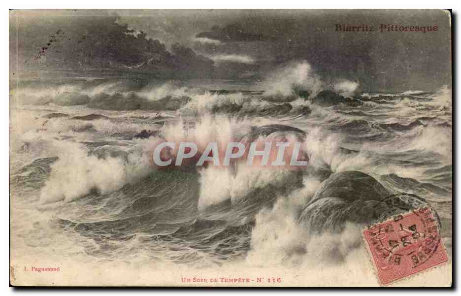 CPA Biarritz Un soir de tempete