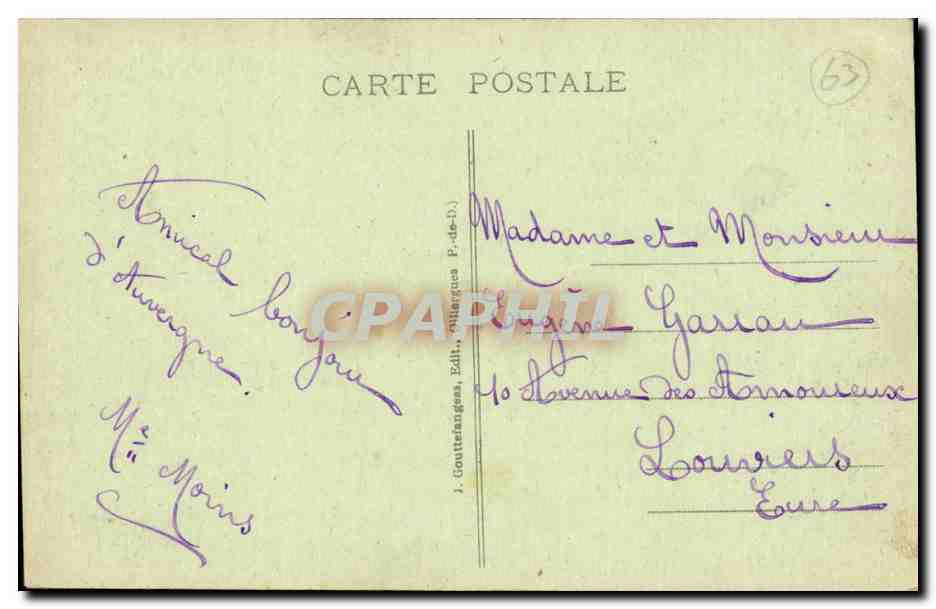 CPA Le Mont Dore Vue generale — Verso