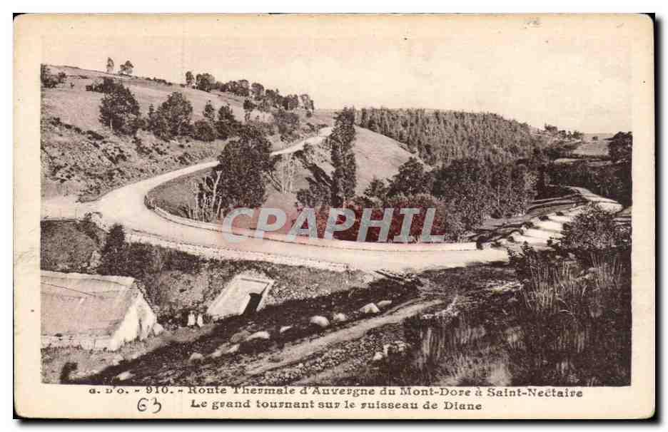 CPA Route thermale d Auvergne du Mont Dore a Saint Nectaire Le grand tournant sur le ruisseau de Diane