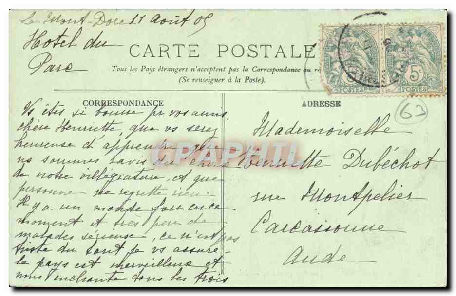 CPA Le Mont Dore Vue generale — Verso