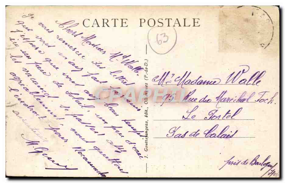 CPA Le Mont Dore Vallee de la Dordogne et chaine du Sancy — Verso