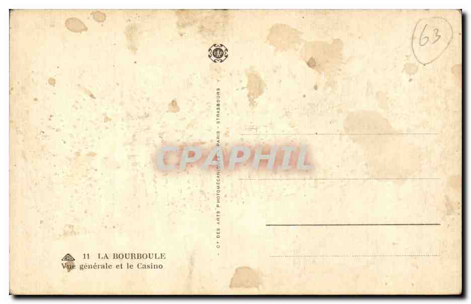La Bourboule — Vue générale et le Casino — C° des Ants Photomécaniques, Paris — Rückseite