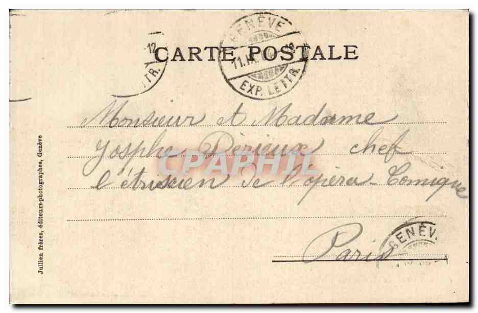 CPA Suisse Geneve Jonction de l Arve et du Rhone  — Verso