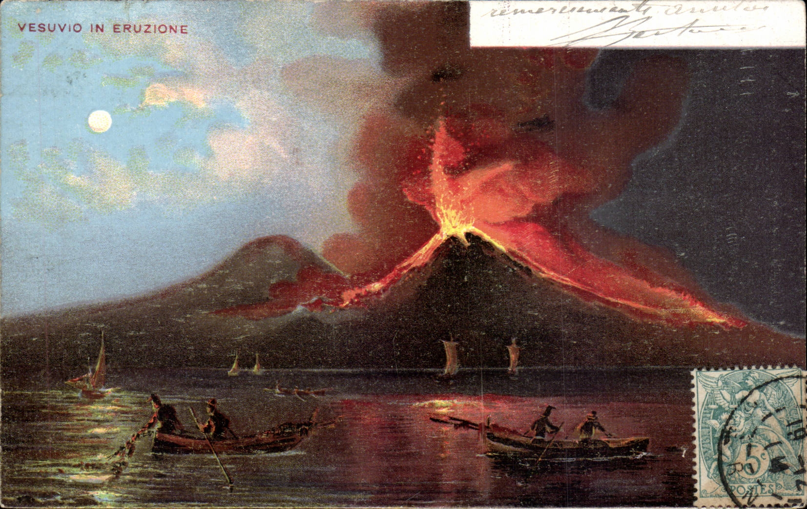 CPA Italie Italia Vesuvio in Eruzione Volcan 