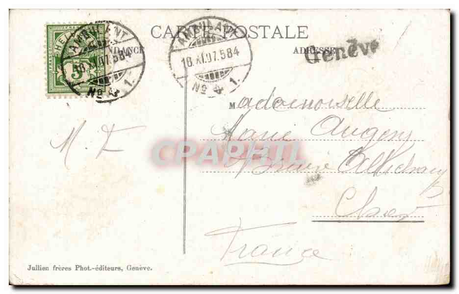 CPA Suisse Geneve Le theatre — Verso