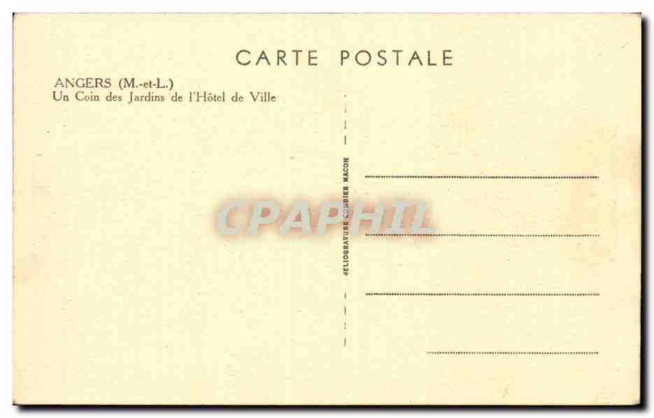 CPA Angers Un coin des jardins de l hotel de ville Lion  — Rückseite