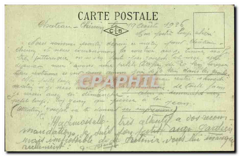 CPA Chateau Chinon Vue generale — Rückseite