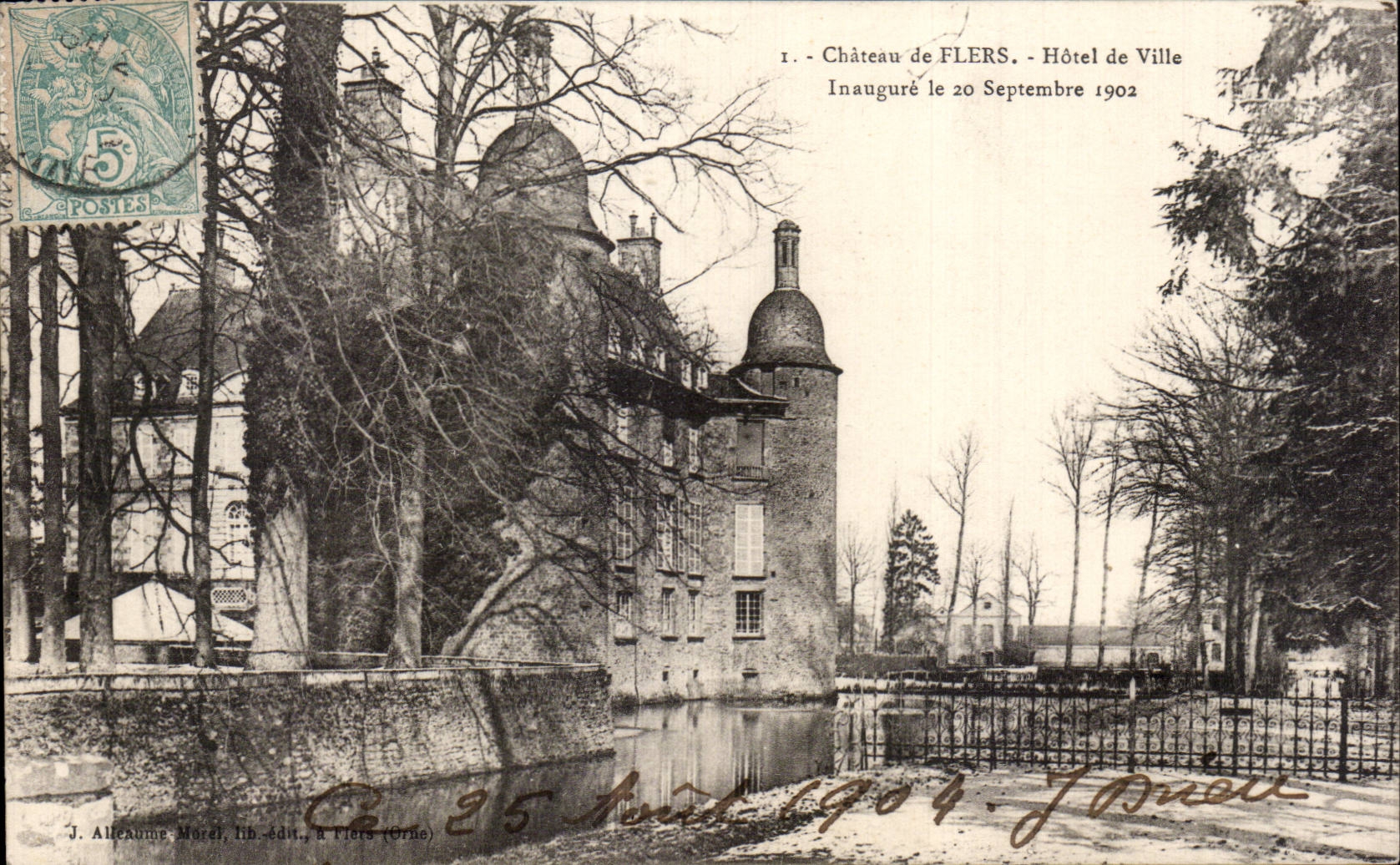 CPA Chateau de Flers Hotel de ville Inaugure le 20 septembre 1902