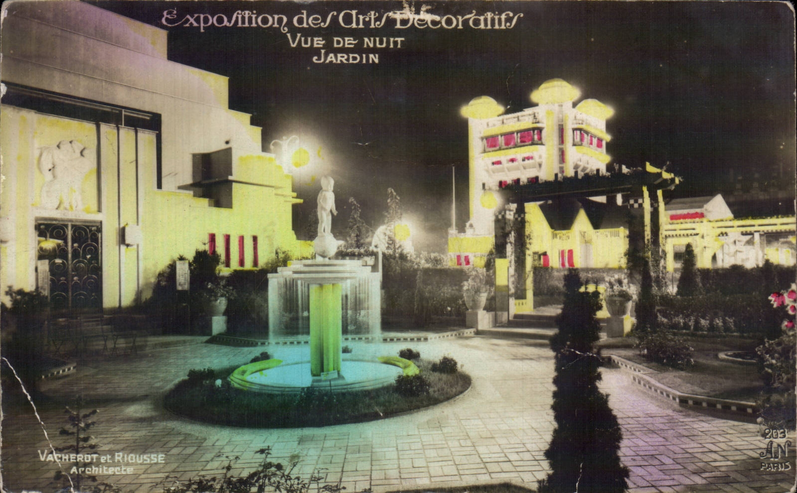 Exposition des Arts Décoratifs — Vue de nuit Jardin — Vacherot et Rigousse Architectes
