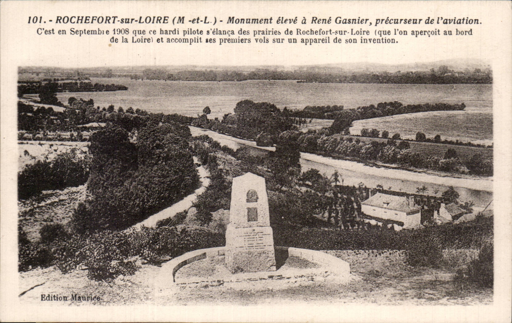 CPA Rochefort sur Loire Monument eleve a Rene Gasnier precurseur de l aviation