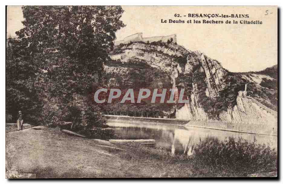 Besançon-les-Bains — Le Doubs et les Rochers de la Citadelle — Éditeur C. L. Besançon, n°62