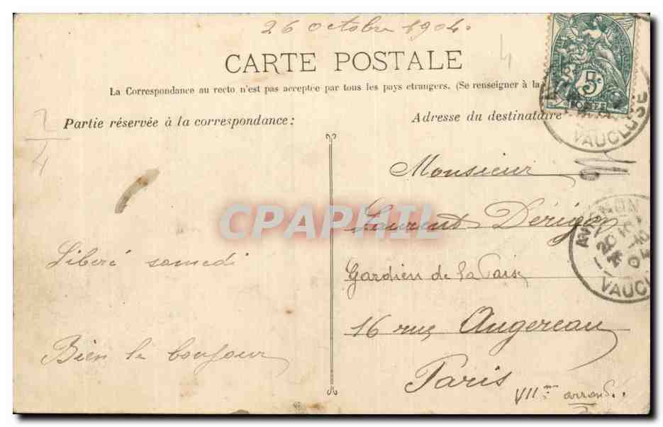 CPA Avignon Le palais des Papes — Verso