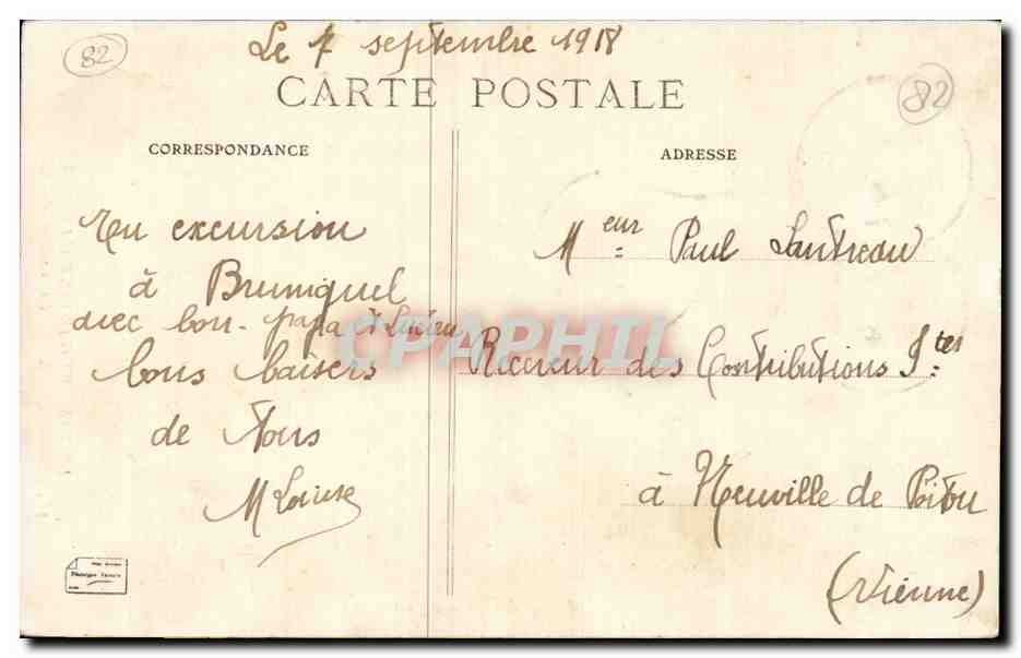 CPA Tarn et Garonne Bruniquel La galerie du chateau — Rückseite