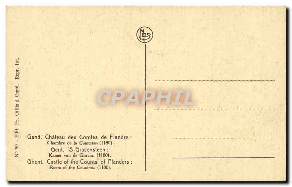 CPA Gand Chateau des Comtes de Flandre Chambre de la comtesse 1180 — Rückseite