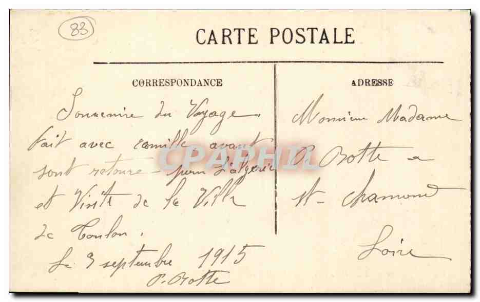 Toulon — Vue générale prise du Mont-Faron — LL. — n°70 — Verso