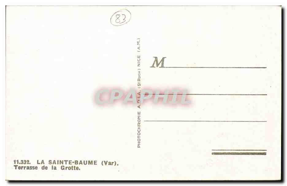 CPA La Sainte Baume Terrasse de la grotte — Rückseite