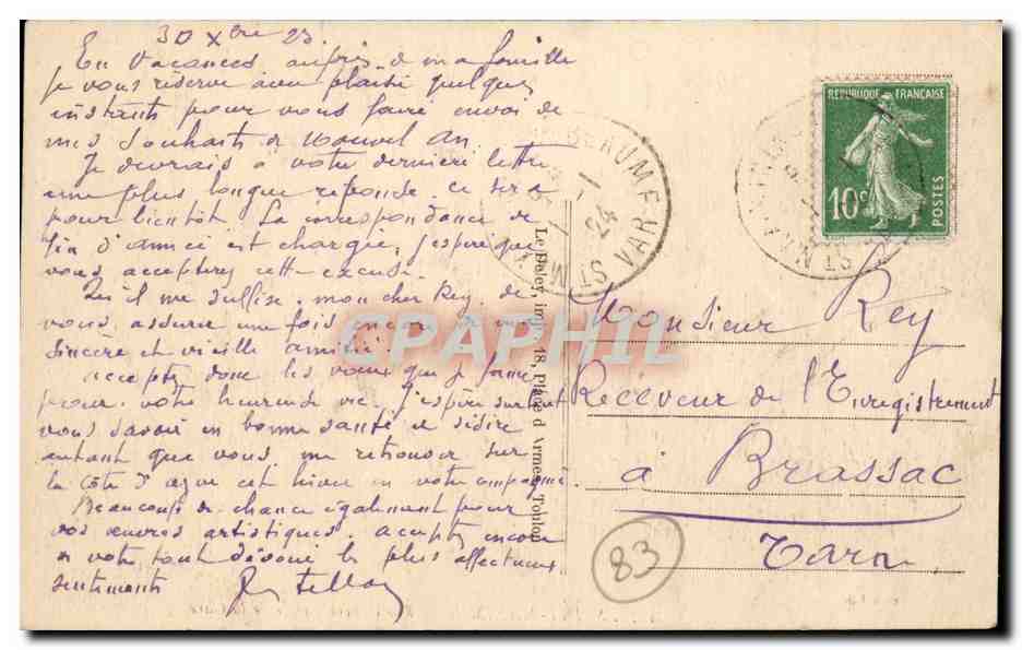 CPA Saint Maximin Vue generale prise de la gare — Verso