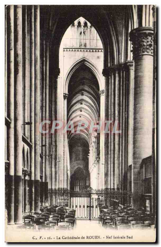 CPA Rouen Cathedrale Nef laterale sud
