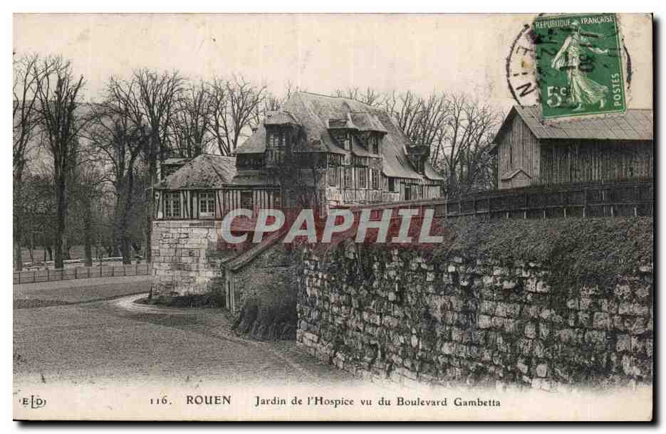 Rouen - Jardin de l Hospice vu du Boulevard Gambetta - CPA 