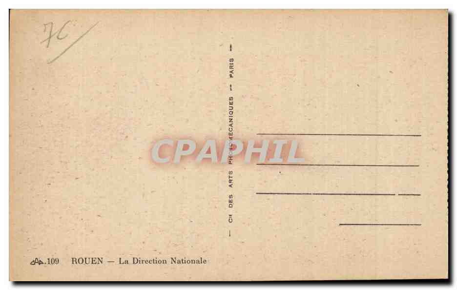 Rouen - La Direction Nationale - CPA  — Rückseite