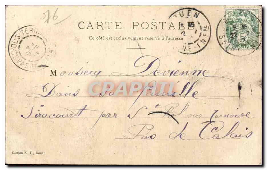 CPA Rouen Salle des archives Palais de justice — Verso